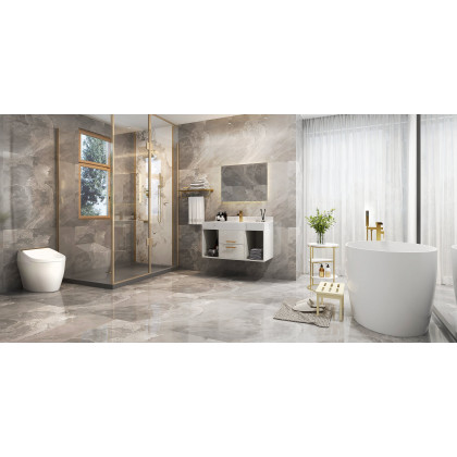 HMR - 40" Floating Bathroom Vanity with Sintered Stone Top in Gray