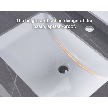 HMR - 39" Modern Floating Stone Top Bathroom Vanity Set with Sink
