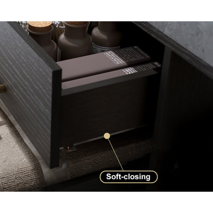 HMR - 39" Modern Floating Stone Top Bathroom Vanity Set with Sink