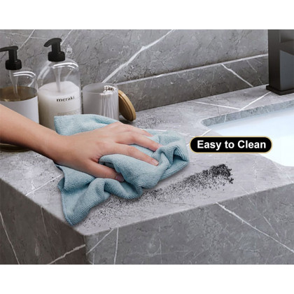 HMR - 39" Modern Floating Stone Top Bathroom Vanity Set with Sink