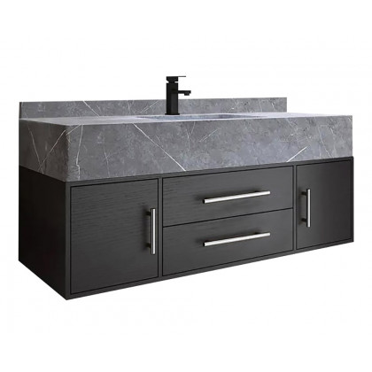 HMR - 39" Modern Floating Stone Top Bathroom Vanity Set with Sink