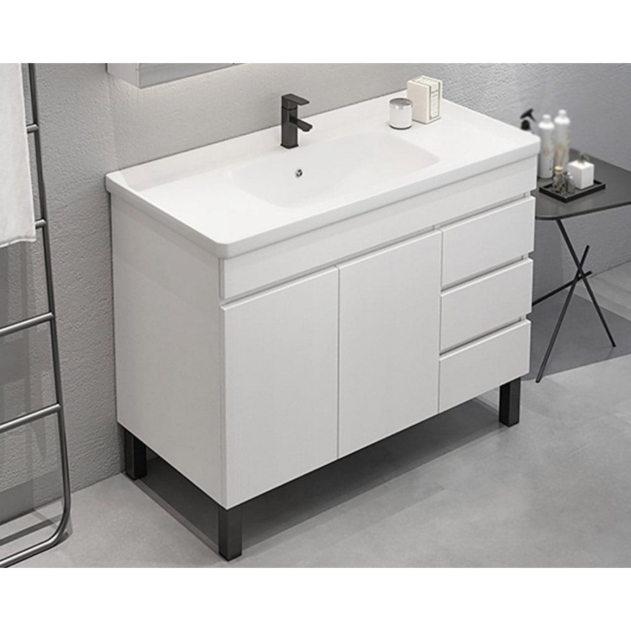 HMR - Modern Bathroom Vanity Ceramics Single Sink with 3 Drawers