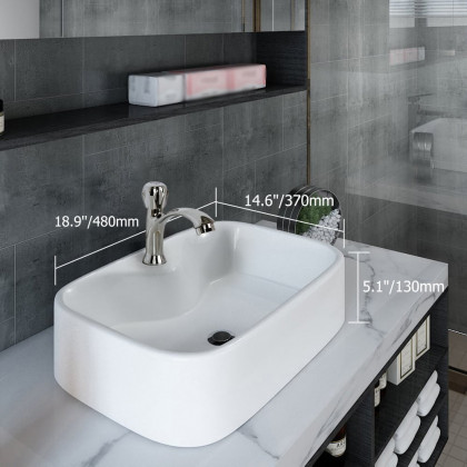 HMR - 23" Floating Bathroom Vanity Ceramic Sink with Drawer in Faux Marble