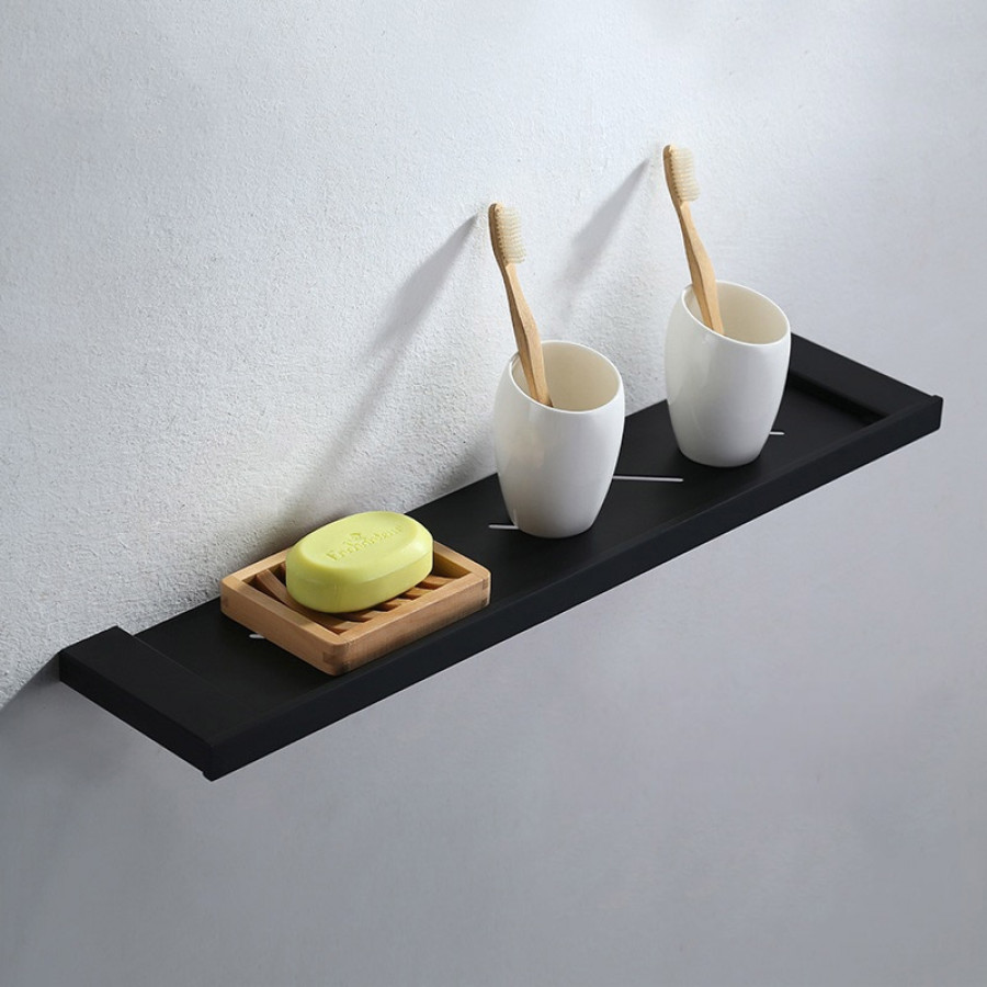 HMR - Tierney Wall-Mounted Stainless Steel Bathroom Shelf in Matte Black