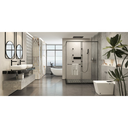 HMR - Tierney Wall-Mounted Stainless Steel Bathroom Shelf in Matte Black