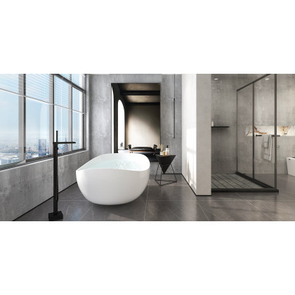 HMR - Tierney Wall-Mounted Stainless Steel Bathroom Shelf in Matte Black