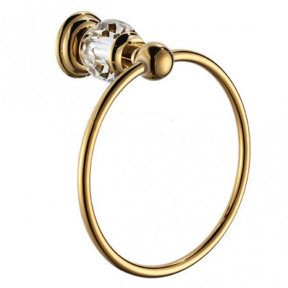HMR - Charles Luxurious Wall-Mounted Bathroom Round Towel Ring in Clear, Solid Brass