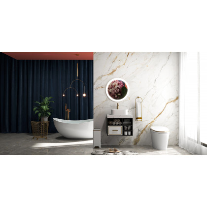 HMR - Charles Luxurious Wall-Mounted Bathroom Round Towel Ring in Clear, Solid Brass