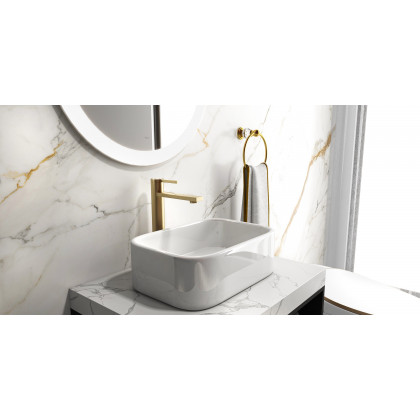 HMR - Charles Luxurious Wall-Mounted Bathroom Round Towel Ring in Clear, Solid Brass