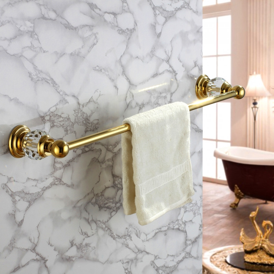 HMR - Charles Modern 24" Wall-Mounted Bathroom Towel Bar in Gold
