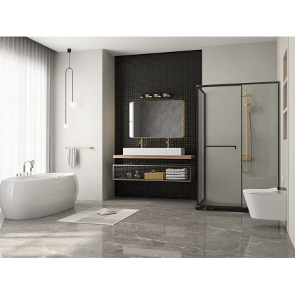 HMR - Charles Modern 24" Wall-Mounted Bathroom Towel Bar in Gold