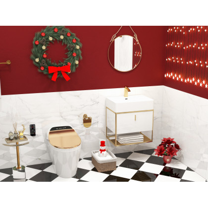 HMR - Charles Modern 24" Wall-Mounted Bathroom Towel Bar in Gold