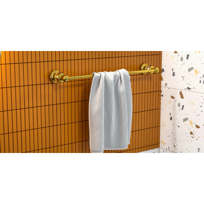 HMR - Charles Modern 24" Wall-Mounted Bathroom Towel Bar in Gold