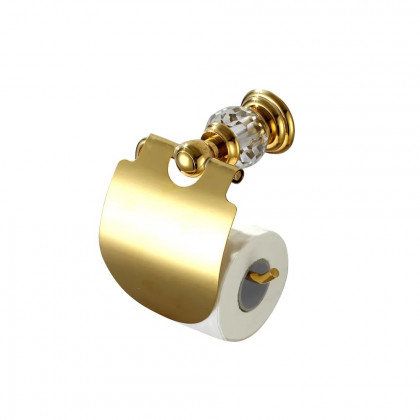 HMR - Charles Luxury Wall-Mounted Crystal Toilet Paper Holder in Solid Brass, Clear