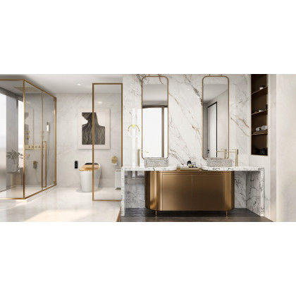 HMR - Charles Luxury Wall-Mounted Crystal Toilet Paper Holder in Solid Brass, Clear