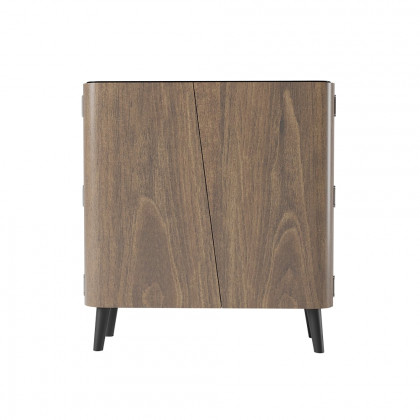 HMR - Entryway Shoe Storage Cabinet with 2 Doors and 5 Shelves (for 14 Pairs) in Walnut