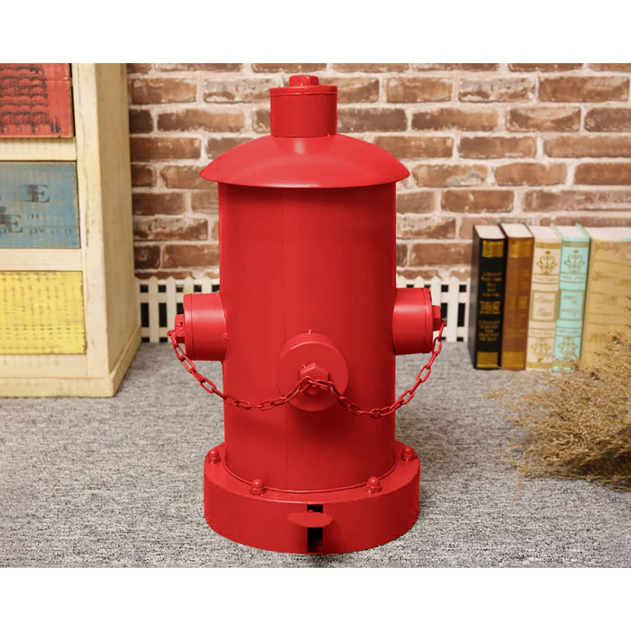HMR - Industrial Fire Hydrant Trash Can in Red, 14.2"W x 15.4"D x 24"H