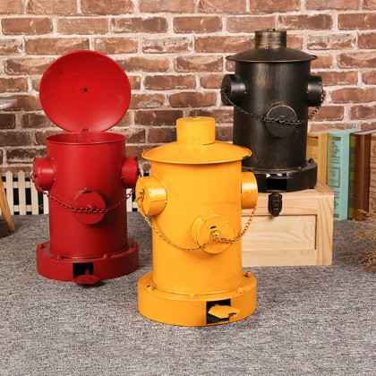 HMR - Industrial Fire Hydrant Trash Can in Red, 14.2"W x 15.4"D x 24"H