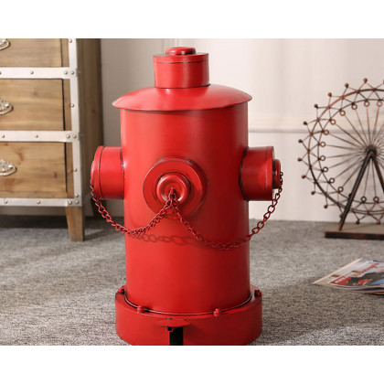HMR - Industrial Fire Hydrant Trash Can in Red, 14.2"W x 15.4"D x 24"H