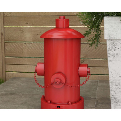 HMR - Industrial Fire Hydrant Trash Can in Red, 14.2"W x 15.4"D x 24"H