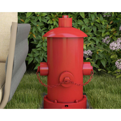 HMR - Industrial Fire Hydrant Trash Can in Red, 14.2"W x 15.4"D x 24"H