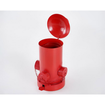 HMR - Industrial Fire Hydrant Trash Can in Red, 14.2"W x 15.4"D x 24"H