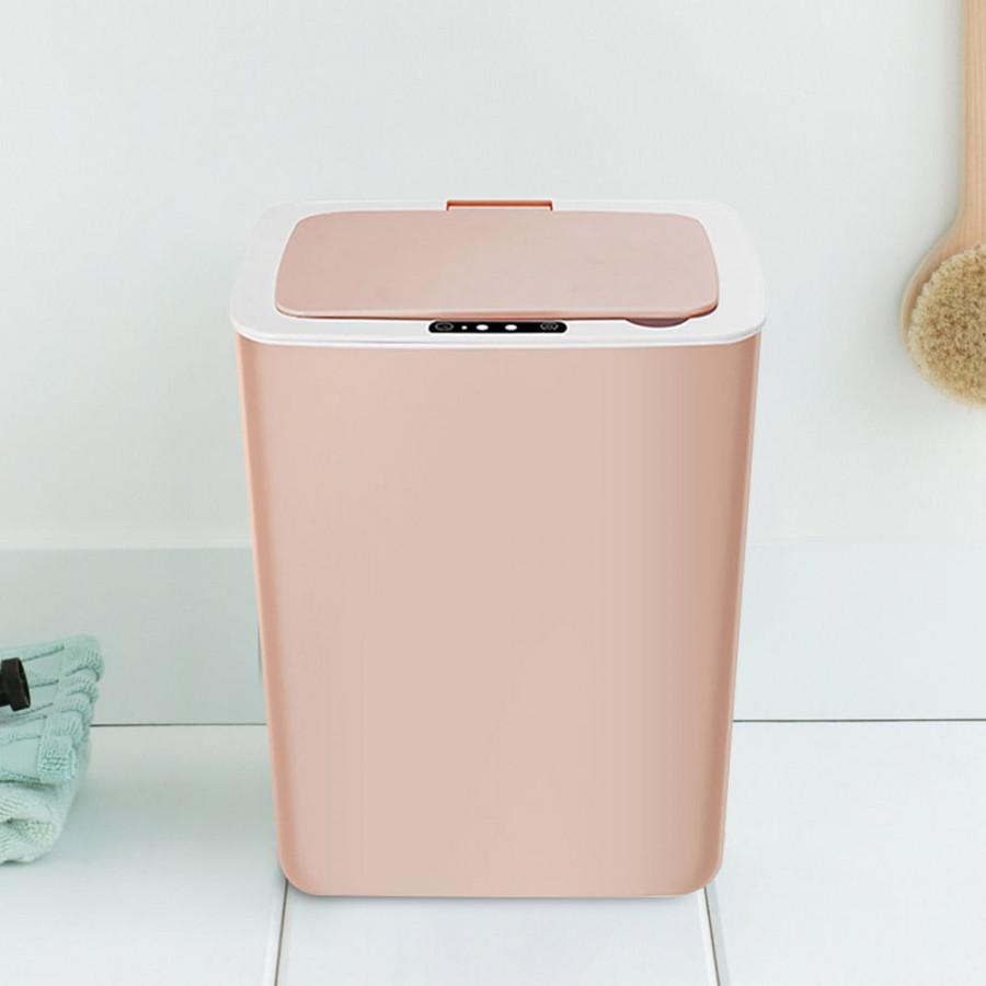 HMR Intelligent Touchless Sensor Trash Can with Odor-Absorbing Deodorizer Area - Pink