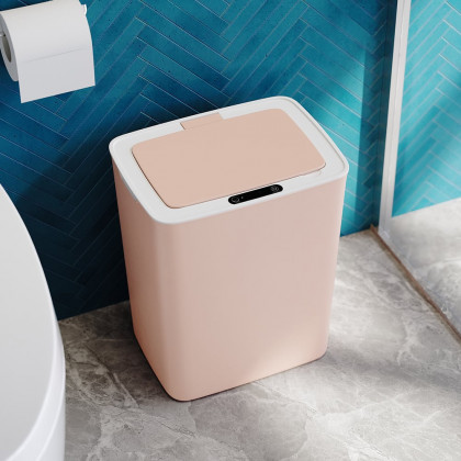 HMR Intelligent Touchless Sensor Trash Can with Odor-Absorbing Deodorizer Area - Pink