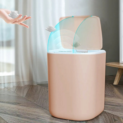 HMR Intelligent Touchless Sensor Trash Can with Odor-Absorbing Deodorizer Area - Pink