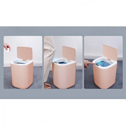 HMR Intelligent Touchless Sensor Trash Can with Odor-Absorbing Deodorizer Area - Pink