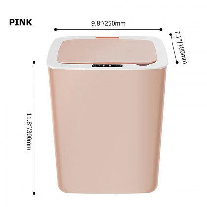 HMR Intelligent Touchless Sensor Trash Can with Odor-Absorbing Deodorizer Area - Pink