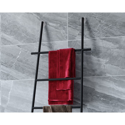 HMR Modern Freestanding Bath Ladder Storage Towel Rack - Black