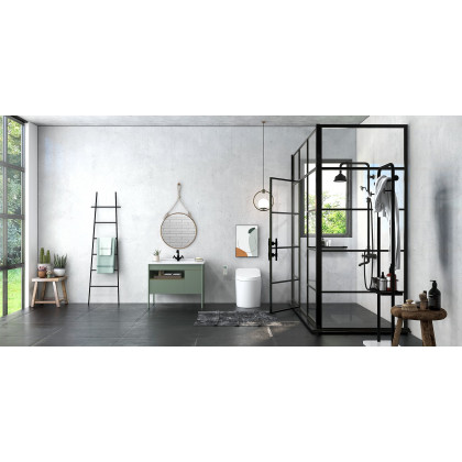 HMR Modern Freestanding Bath Ladder Storage Towel Rack - Black