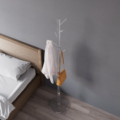 HMR Minimalist 69" Tree Coat Rack Stand with 8 Hooks - Clear, Acrylic