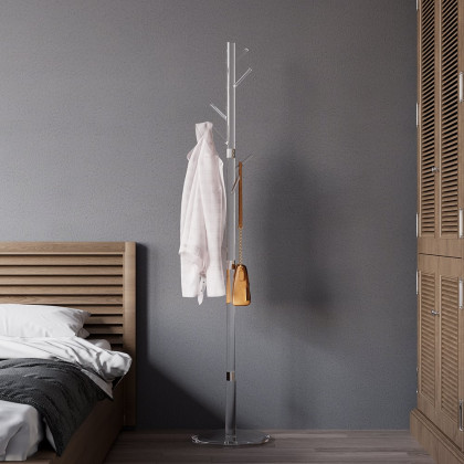 HMR Minimalist 69" Tree Coat Rack Stand with 8 Hooks - Clear, Acrylic