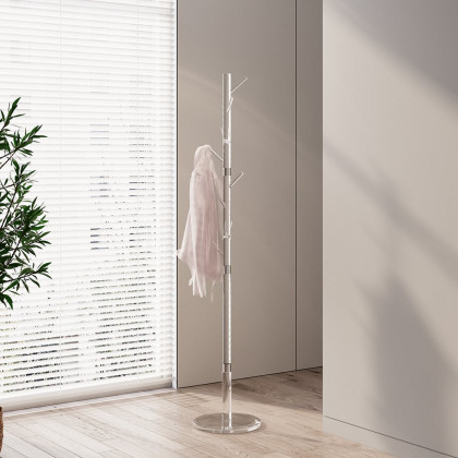 HMR Minimalist 69" Tree Coat Rack Stand with 8 Hooks - Clear, Acrylic