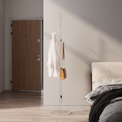 HMR Minimalist 69" Tree Coat Rack Stand with 8 Hooks - Clear, Acrylic