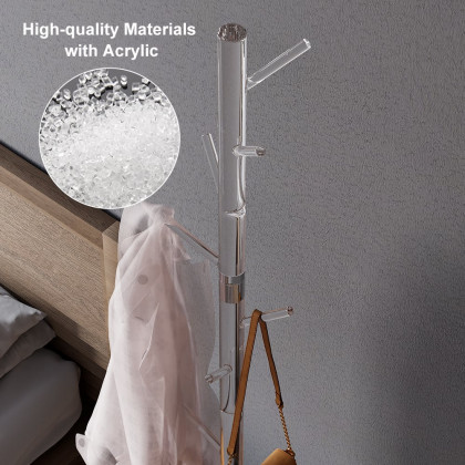 HMR Minimalist 69" Tree Coat Rack Stand with 8 Hooks - Clear, Acrylic
