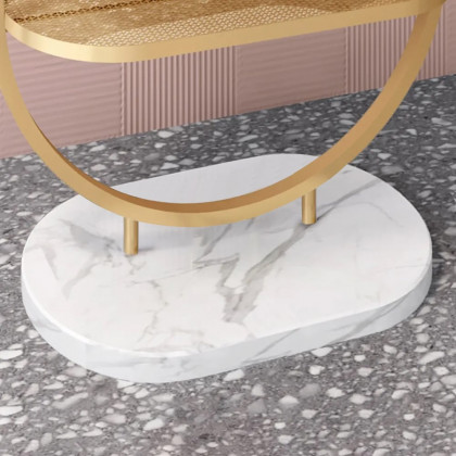 HMR - Oval Garment Rack with 2-Tier Shelves and Faux Marble Base in Gold