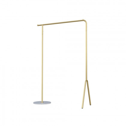 HMR - Modern Single Rod Garment Rack with Marble Base in Gold