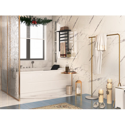 HMR - Modern Single Rod Garment Rack with Marble Base in Gold