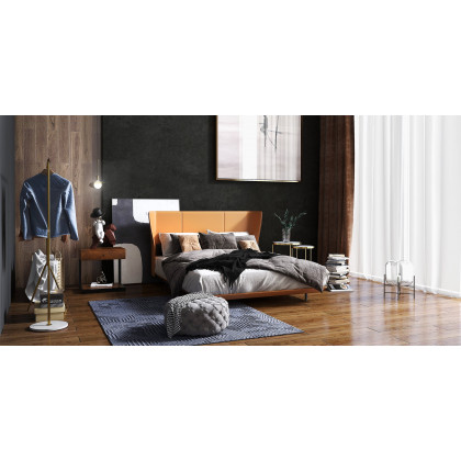 HMR - Modern Single Rod Garment Rack with Marble Base in Gold