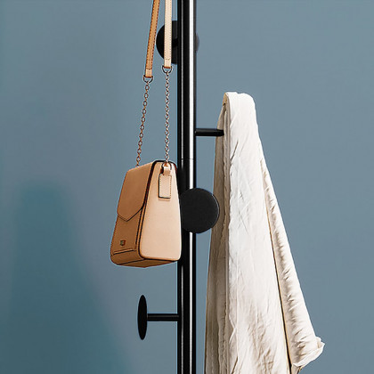 HMR Modern Coat Rack with Button Hooks - Black