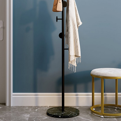 HMR Modern Coat Rack with Button Hooks - Black