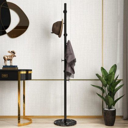 HMR Modern Coat Rack with Button Hooks - Black