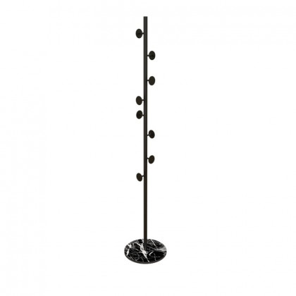 HMR Modern Coat Rack with Button Hooks - Black