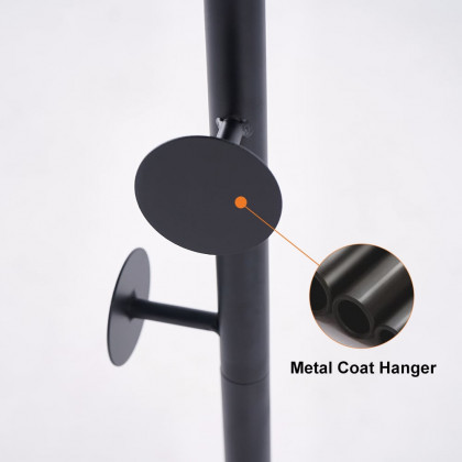 HMR Modern Coat Rack with Button Hooks - Black