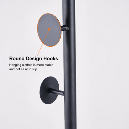 HMR Modern Coat Rack with Button Hooks - Black