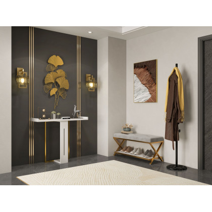 HMR Modern Coat Rack with Button Hooks - Black