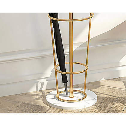 HMR 67'' Round Hooks Coat Rack with Umbrella Rack Base - Gold